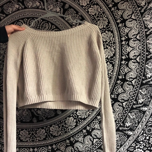 Cropped grey knit sweater - Picture 1 of 1